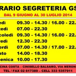 orario segreteria estivo